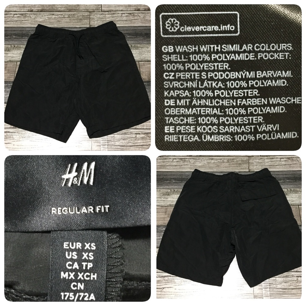 H&M Regular Fit Drawstring Shorts Men’s XS Black (Inseam 7) Lightweight